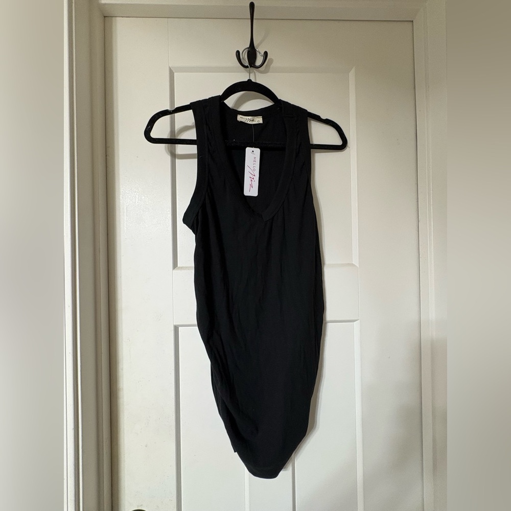 Pinkblush Maternity Ruched Side V-Neck Black Tank